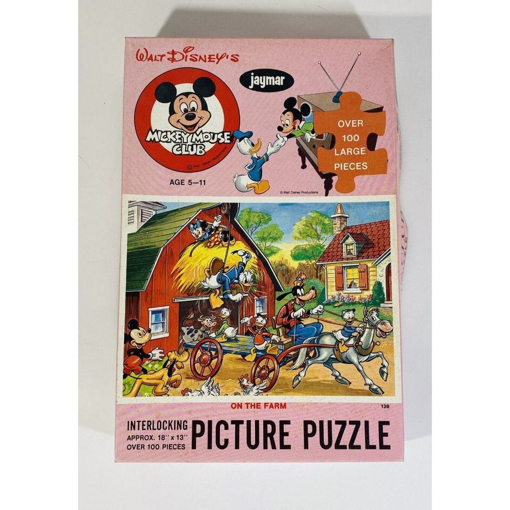 Vintage Mickey Mouse Club Jigsaw Puzzle Jaymar On The Farm 100 Pieces 1960s